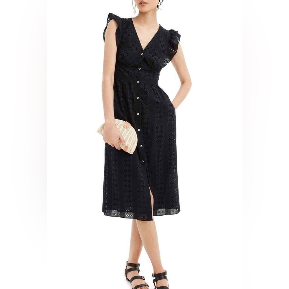 J crew black eyelet summer dress